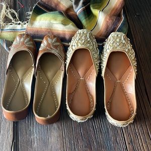 Two Pairs 11s Indian Faux Leather Slip on Shoes.